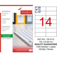 4 Adet Tanex TW-2712 Lazer Etiket 105 mm x 42.69 mm 14'lü