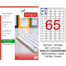 3 Adet Tanex TW-2065 Beyaz Etiket 38.1 mm x 21.12 mm