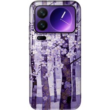 LOTUS GOLD Xiaomi 17 Pro Max Uyumlu Mor Çiçekler Desenli Şeffaf Telefon Kılıfı