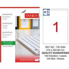 4 Adet Tanex TW-2294 Beyaz Sevkiyat ve Lojistik Etiketi 210 mm x 294.86 mm