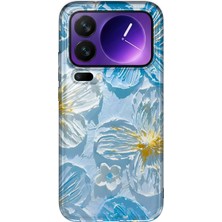 LOTUS GOLD Xiaomi 17 Pro Max Uyumlu Mavi Pastel Çiçek Desenli Şeffaf Telefon Kılıfı