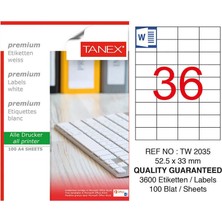 2 Adet Tanex TW-2035 Beyaz Etiket 52.5 mm x 33 mm