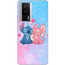 LOTUS GOLD Poco F5 Pro Uyumlu Angel ve Stich Desenli Şeffaf Telefon Kılıfı