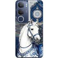 LOTUS GOLD Vivo Y19S Uyumlu Beyaz At Desenli Şeffaf Telefon Kılıfı