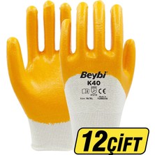 5 Adet Beybi K40 Nitril Eldiven Sarı No:10