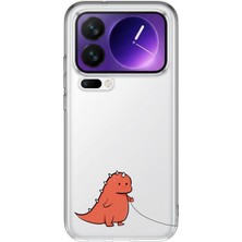 LOTUS GOLD Xiaomi 17 Pro Max Uyumlu Sevimli Dinozor Desenli Şeffaf Telefon Kılıfı