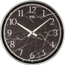2 Adet Klik Simplex Duvar Saati 38 cm Siyah Mermer Desenli