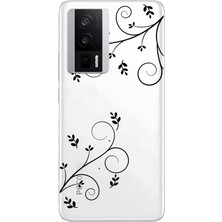 LOTUS GOLD Poco F5 Pro Uyumlu Çiçekli Sarmaşık Desenli Şeffaf Telefon Kılıfı