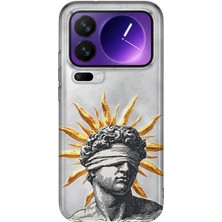 LOTUS GOLD Xiaomi 17 Pro Max Uyumlu Güneş Heykel Desenli Şeffaf Telefon Kılıfı
