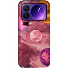 LOTUS GOLD Xiaomi 17 Pro Max Uyumlu Galaksi Uzay Desenli Şeffaf Telefon Kılıfı