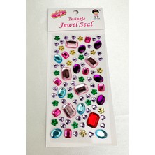 Modex Renkli Parlak Taş Sticker Kalp ve Çiçek Desenli Yapışkanlı Sticker (Ajanda,telefon,bardak)
