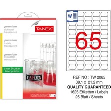4 Adet TANEX-2065 Şeffaf Lazer Etiket 38,1 mm x 21,2 mm