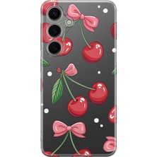 LOTUS GOLD Samsung Galaxy A24 Uyumlu Kiraz Desenli Şeffaf Telefon Kılıfı