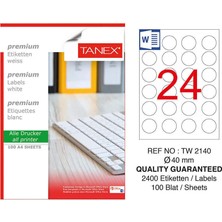 3 Adet Tanex TW-2140 Beyaz Etiket 40 mm