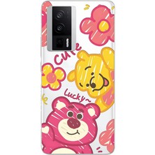 LOTUS GOLD Poco F5 Pro Uyumlu Sevimli Winnie Desenli Şeffaf Telefon Kılıfı