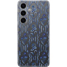 LOTUS GOLD Samsung Galaxy A35 Uyumlu Mavi Çiçekler Desenli Şeffaf Telefon Kılıfı