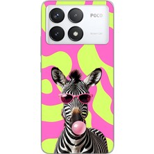 LOTUS GOLD Poco F6 Pro Uyumlu Zebra Desenli Şeffaf Telefon Kılıfı
