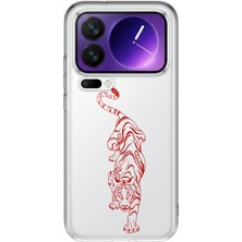 LOTUS GOLD Xiaomi 17 Pro Max Uyumlu Kaplan Desenli Şeffaf Telefon Kılıfı
