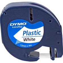 4 Adet Dymo Letratag Plastik Etiket 12 mm x 4 M Beyaz