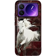 LOTUS GOLD Xiaomi 17 Pro Max Uyumlu Beyaz At Kilim Desenli Şeffaf Telefon Kılıfı