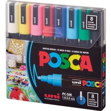4 Adet Uni-Ball Posca Su Bazlı Poster Markör 1.8 mm - 2.5 mm 8 Ana Renk