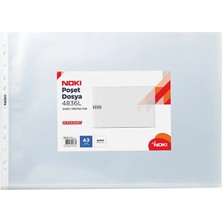 5 Adet Noki 4836-L A3 Yatay Poşet Dosya 25'li Paket