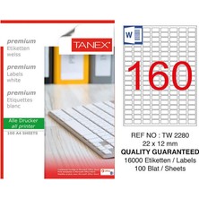 Tanex TW-2280 Beyaz Etiket 22 mm x 12 mm