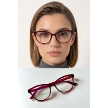 Bappir Katie Cat Eye Bordo Mavi Işık Korumalı Şeffaf Gözlük