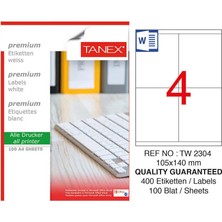 3 Adet Tanex TW-2304 Lazer Etiket 105 mm x 140 mm