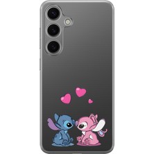 LOTUS GOLD Samsung Galaxy A04S Uyumlu Stitch ve Angel Desenli Şeffaf Telefon Kılıfı