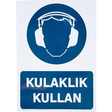 Ekstrafix 3 Adet Kulaklık Kullan Pvc Uyarı Levhası 25 cm x 35 cm