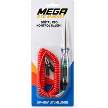 Mega Oto Market 5V-80V Dijital Araç Kontrol Kalemi LCD Voltaj Ölçer Araç Elektrik Test Cihazı