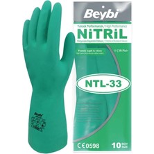 3 Adet Beybi Ntl-33 Kimyasal Eldiven Yeşil No:10