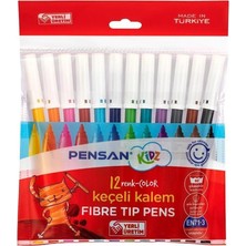 4 Adet Pensan Kidz Keçeli Kalem Karışık Renk 12'li Paket