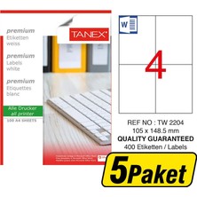 Tanex TW-2102 Beyaz Sevkiyat ve Lojistik Etiketi 210 mm x 148.5 mm