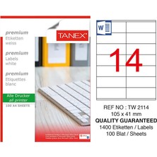 3 Adet Tanex TW-2114 Beyaz Adres ve Posta Etiketi 105 mm x 41 mm
