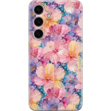 LOTUS GOLD Samsung Galaxy A54 Uyumlu Renkli Çiçekler Desenli Şeffaf Telefon Kılıfı