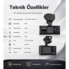 Hiltech Wifi Destekli 1080P 2'li Araç Kamerası – 170° Geniş Açı, 2.0 Inç Ekran, G-Sensör
