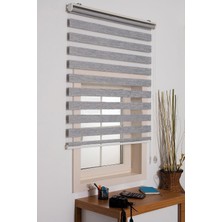 Brillant Gri Zebra Perde 50 x 200 cm Pamuk Kumaşlı Etek Dilimsiz Modern Tasarım MZ666