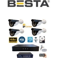 Pileli Store 4 Kameralı 4mp 6 Atom LED H.265 250 GB HDD Dahil Ip Güvenlik Seti