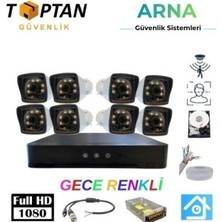 Pileli Store 5mp Lens 2mp 1080P Warm LED 8 Kameralı 250GB Harddisk Dahil Güvenlik Kamerası Seti