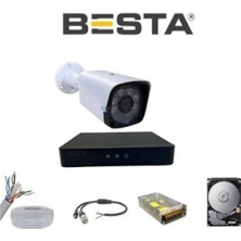Pileli Store 5mp Lens 2mp 1080P 1 Kameralı Ahd Güvenlik Seti 250 GB Harddisk Dahil