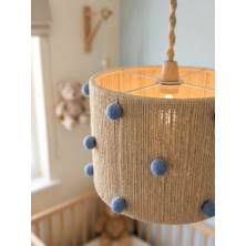 Asem Lampshade Pufi Mavi Makrome Avize