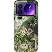 LOTUS GOLD Xiaomi 17 Pro Max Uyumlu Yeşil Kelebek Kolaj Desenli Şeffaf Telefon Kılıfı