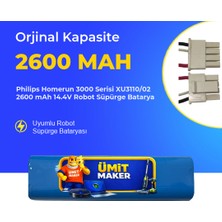 Ümit Maker Philips Homerun 3000 Serisi XU3110/02 2600 Mah 14.4V Robot Süpürge Batarya