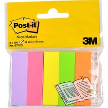 3 Adet 3m Post-It 670 Yapışkanlı Not Kağıdı 15 mm x 50 mm Sayfa Işareti 5 Renk 100 Yaprak