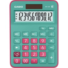 4 Adet Casio MX-12B-GNRD Masaüstü Hesap Makinesi 12 Haneli Yeşil+Pembe