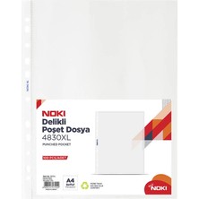 3 Adet Noki 4830 Xl Şeffaf Poşet Dosya Delikli A4 100'LÜ Paket