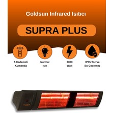 Goldsun Supra Plus 3000 Watt GSS30P Kumandalı Suya Dayanıklı Elektrikli Infrared Isıtıcı-Siyah