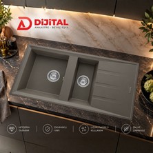 Real Stone Realstone P013 Salda 100 1,5 Gözlü Granit Mutfak Eviyesi Gri 100 x 50 cm